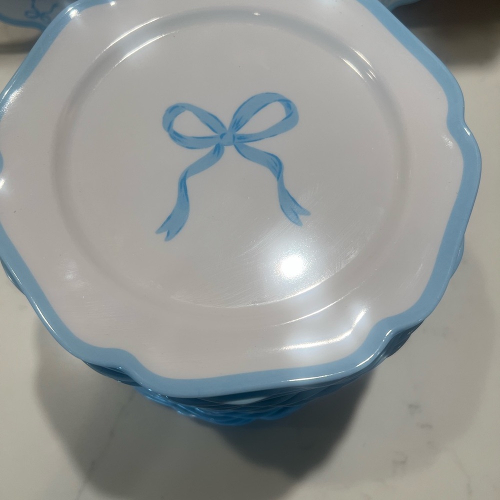 Shabby Chic Blue Ribbon Design Plates - Picture 5 of 6